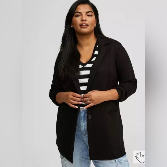 Women's Black Torrid light weight long line Blazer size 1X - Picture 3 of 7